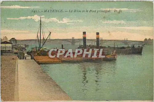 Cartes postales Mayence Le Rhin et le Pont prinipal D d Bateaux