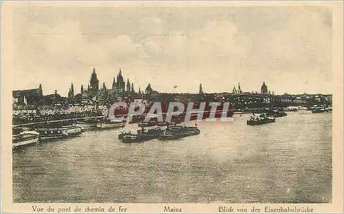 Cartes postales Vue de Pont de chemin de Fer Mainz Bateaux