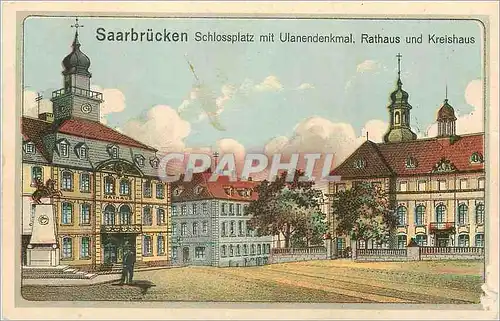Cartes postales Saarbrucken Schlossplatz mit Ulanendenkmal Rathaus und Kreishaus