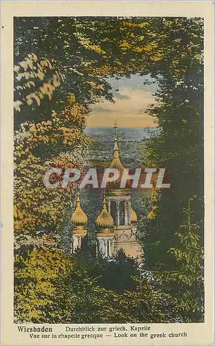 Cartes postales Wiesbaden Vue sur la chapelle grecque