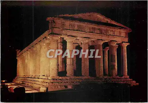 Cartes postales moderne Agrigento Temple de la Concorde de nuit