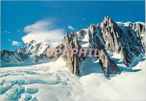Moderne Karte Chaine du Mont Blanc Glacier de la Vallee Blanc Mont Blanc du Tacul et le Grand Capuccin