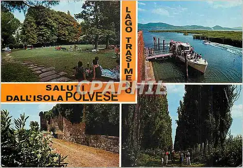 Moderne Karte Saluti dall Isola Polvese Lago Trasimeno