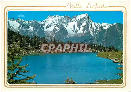 Cartes postales moderne Vallee D Aosta Le lac a arpy au fond la chaine du Mt Blanc