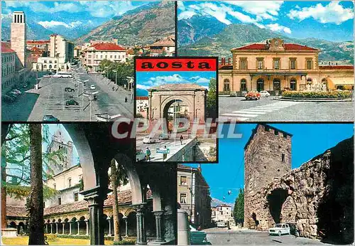 Cartes postales moderne Aosta Plazza della Republica Stazione Jerroviaria Chlostro di S Orso Porte Pretoriane