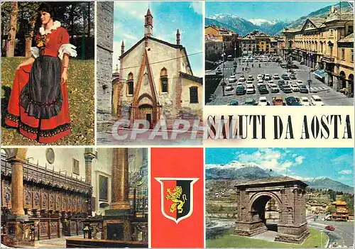 Cartes postales moderne Aosta Costume Collegiale di S Orso Plazza
