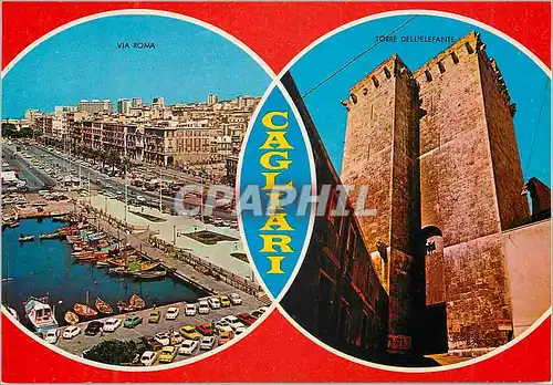 Cartes postales moderne Cagliari Via Roma Torre dell Elefante