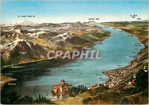 Cartes postales moderne Lac Leman logo di Ginevra