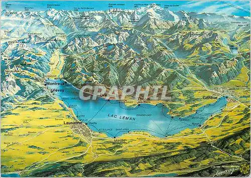 Cartes postales moderne Panorama du lac Leman des alpes du Suisse et de savoie