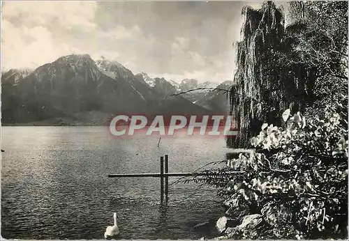 Moderne Karte Environs de Montreux (Suisse) le lac Leman et les alpes de Savoie