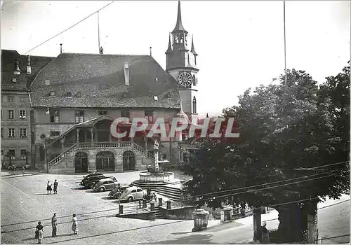 Moderne Karte Fribourg L'hotel de ville et le tilleul de Morat