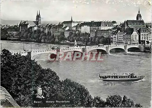 Cartes postales moderne Basel Mittlere Rheinbrucke Bateau