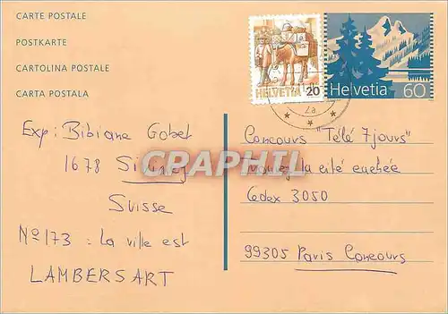 Entier Postal Suisse 1994 pour Paris