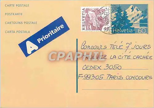 Entier Postal Suisse 1993 pour Paris