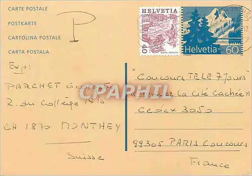 Entier Postal Suisse pour Paris