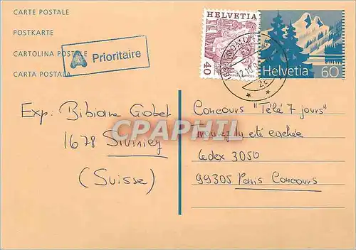 Entier Postal Suisse pour Paris