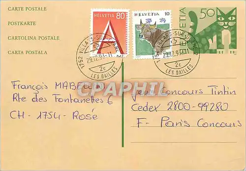Entier Postal Suisse 1993 pour Paris