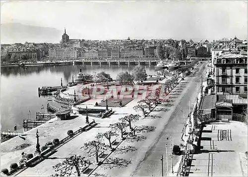 Moderne Karte Geneve Quai et Pont du Mont-Blanc