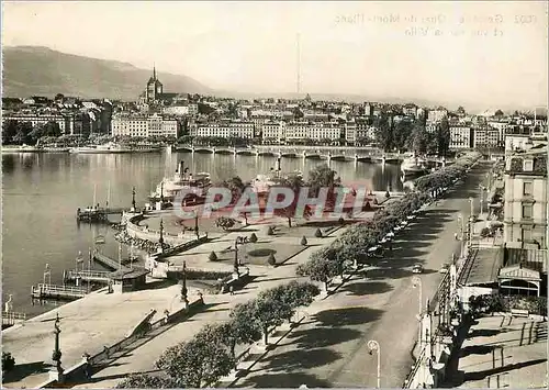 Moderne Karte Geneve Quai du Mont-Blanc et vue sur la Ville