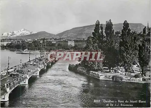 Moderne Karte Geneve Pont du Mont-Blanc et Il JJ Rousseau