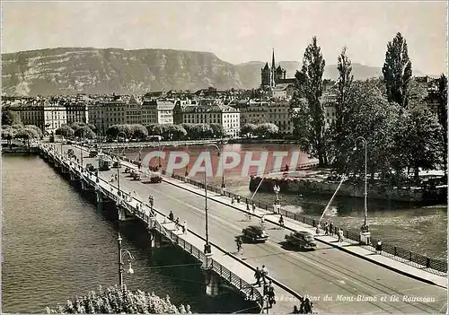 Moderne Karte Geneve Pont du Mont-Blanc et ile Rousseau