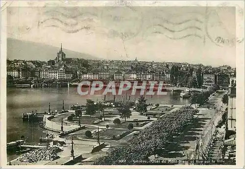 Moderne Karte Geneve Quai du Mont-Blanc et Vue sur la Ville