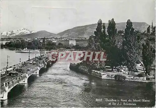 Moderne Karte Geneve Pont du Mont-Blanc et Ile JJ Rousseau