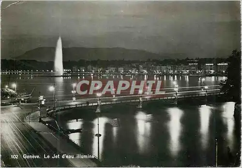 Moderne Karte Geneve Le Jet d'eau illumine