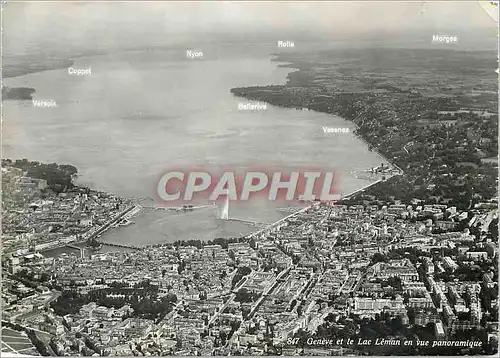 Moderne Karte Geneve et le lac Leman en vue panoramique