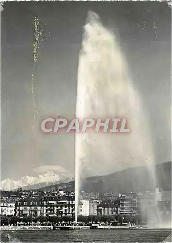 Moderne Karte Geneve Le Jet d'eau et le Mont-Blanc