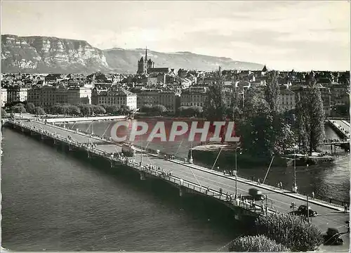 Moderne Karte Geneve Pont du Mont-Blanc et Ile Rousseau