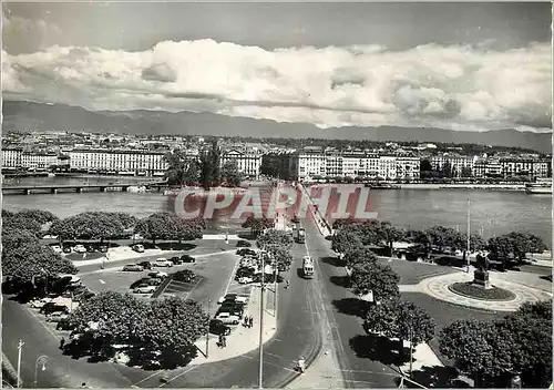 Moderne Karte Geneve Pont du Mont-Blanc et le Jura