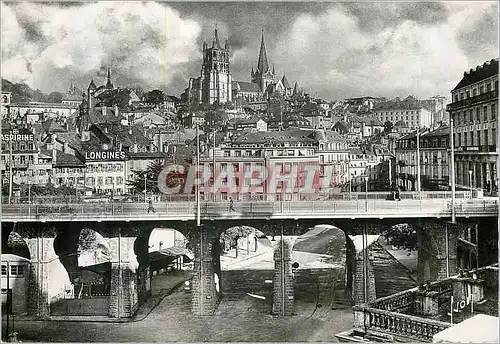 Cartes postales moderne Lausanne (Suisse) Le grand pont et la Cathedrale