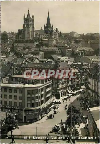 Moderne Karte Lausanne (Suisse) Vue sur la Ville et la Cathedrale