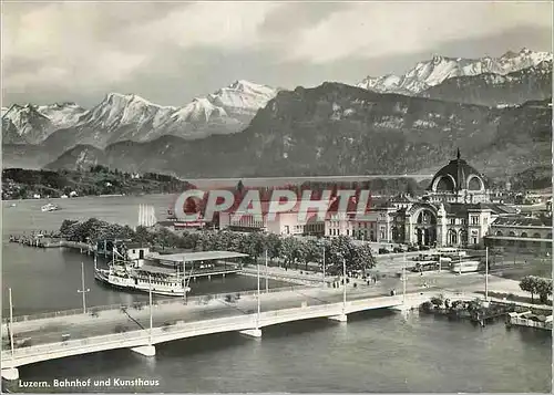Cartes postales moderne Luzern Bahnhof und Kunsthaus