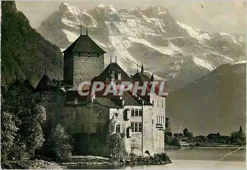 Cartes postales moderne Montreux Chateau de Chillon et les Dents du Midi