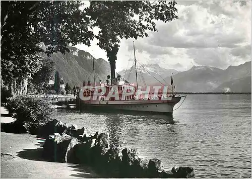 Moderne Karte Montreux Territet et Dents-du-Midi Bateau