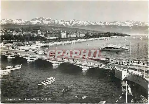 Moderne Karte Zurich Quaibrucke Utoquai Bateau