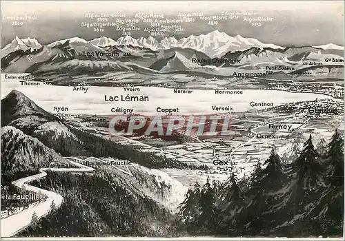 Cartes postales moderne Lac Leman Plan