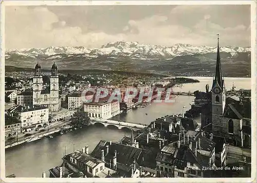 Cartes postales moderne Zurich und die Alpen