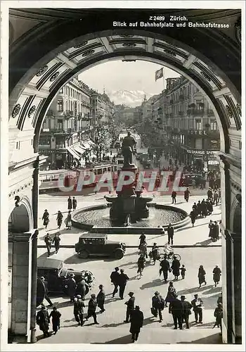 Cartes postales moderne Zurich Blick auf Bahnhofplatz und Bahnhofstrasse
