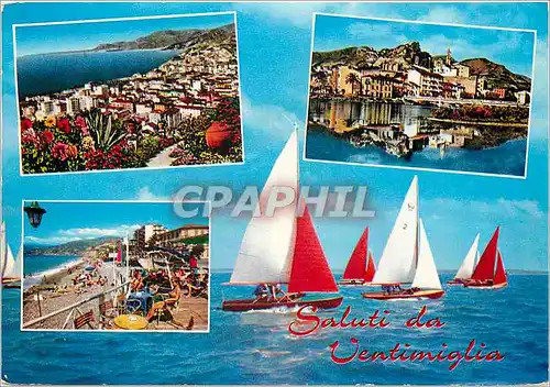 Moderne Karte Riviera Dei Fiori Salutations de Ventimiglia