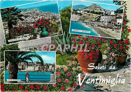 Moderne Karte Ventimiglia Riviera Dei Fiori Salutations de Ventimiglia