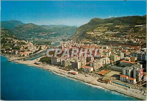 Moderne Karte Ventimiglia Riviera Dei Fiori Panorama de l'avion avec la Vallee Roja sur le fond