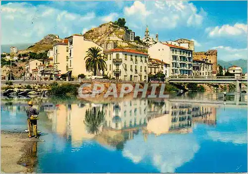 Moderne Karte Ventimiglia Riviera Dei Fiori Maisons qui se refletent dans le Roja Peche Pecheur
