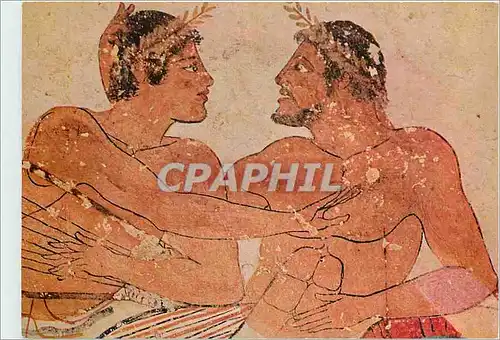 Cartes postales moderne Paestum scene erotique (detail) de la seconde paroi longue de la tombe du plongeur