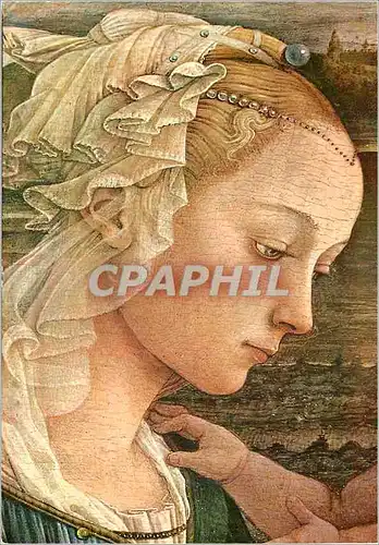 Cartes postales moderne Firenze galleria uffizi filippo lippl La sainte vierge qui adore l'enfant (detail)