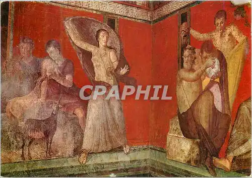 Cartes postales moderne Pompei la femme effrayee et silene avec saly musterios' villa