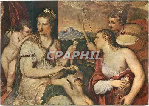 Cartes postales moderne Roma galleria borghese tiziano pieve di cadore 1477 venezia 1576 venus qui bade les yeux a cupid