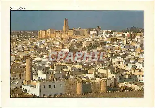 Moderne Karte Sousse (tunisie) vue sur la medina et les remparts